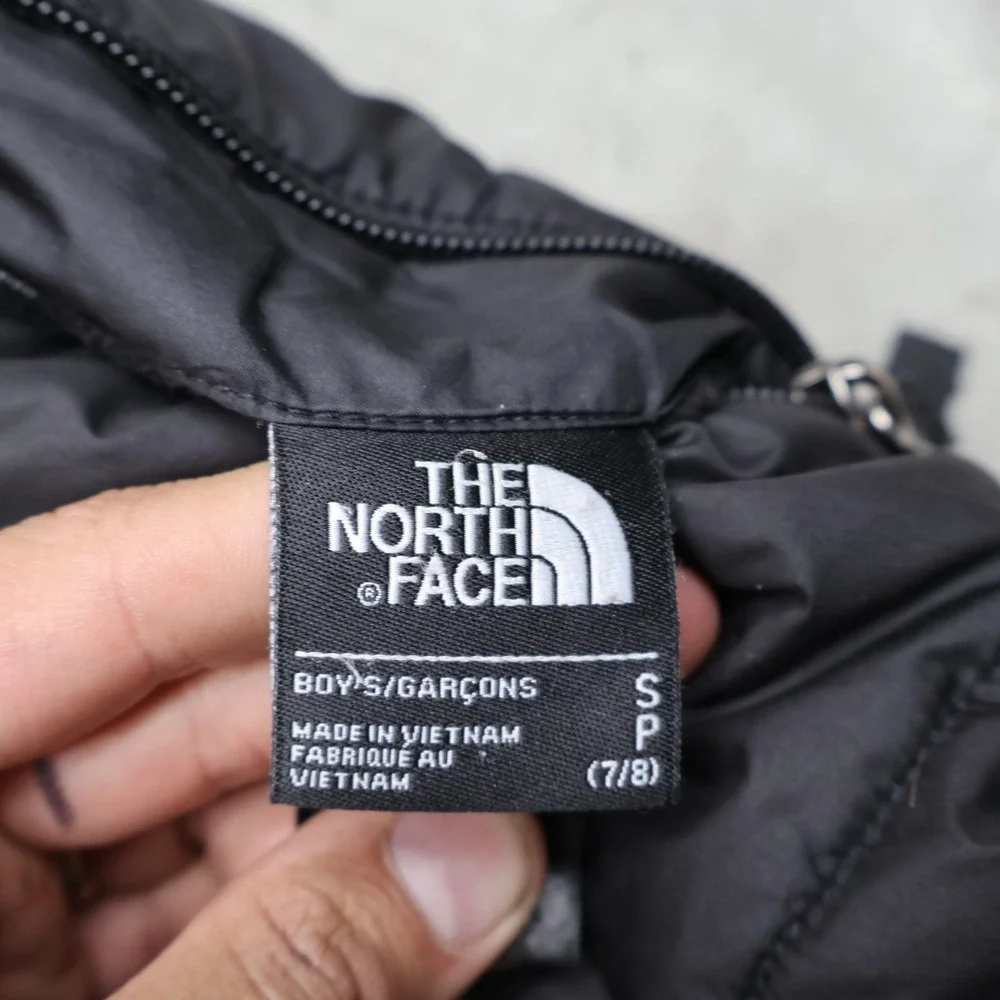 North Face Jacket Boy Small 7/8 Black Reversible Mount Chimborazo Winter Puffer